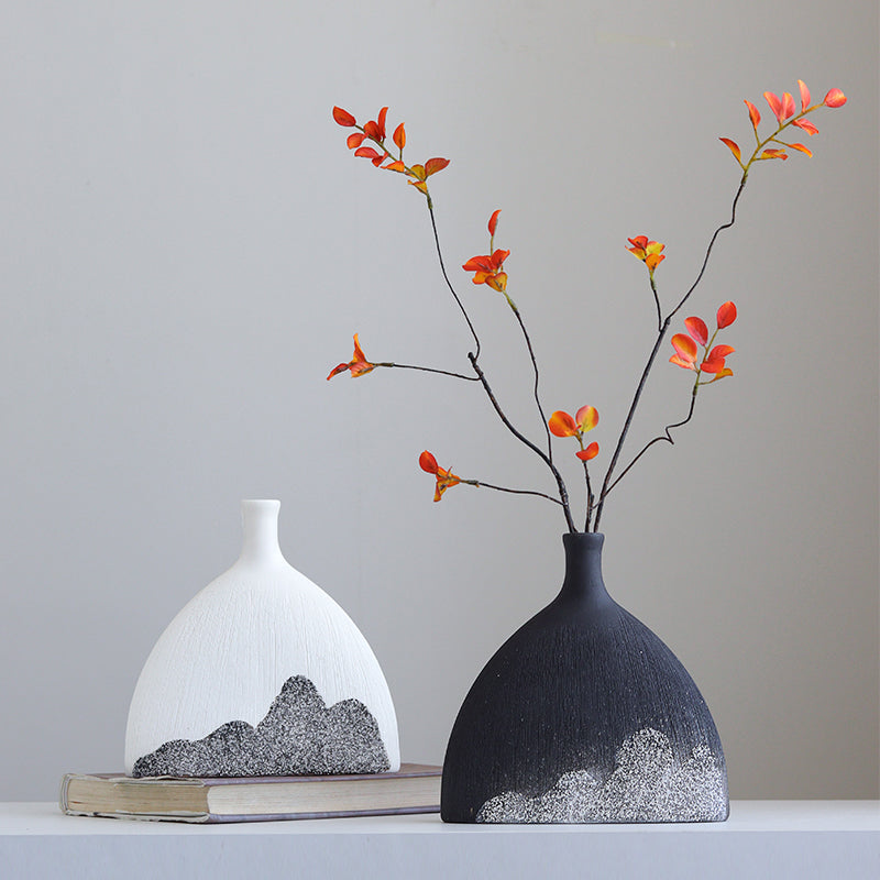 Artisan Mountain Landscape Ceramic Vase