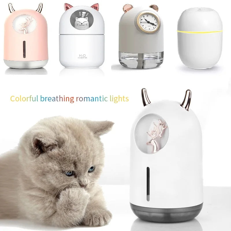 USB Aromatherapy Humidifier - Cute Pet Mini Bear Design - LED Mist Maker for Cars and Small Household Spaces