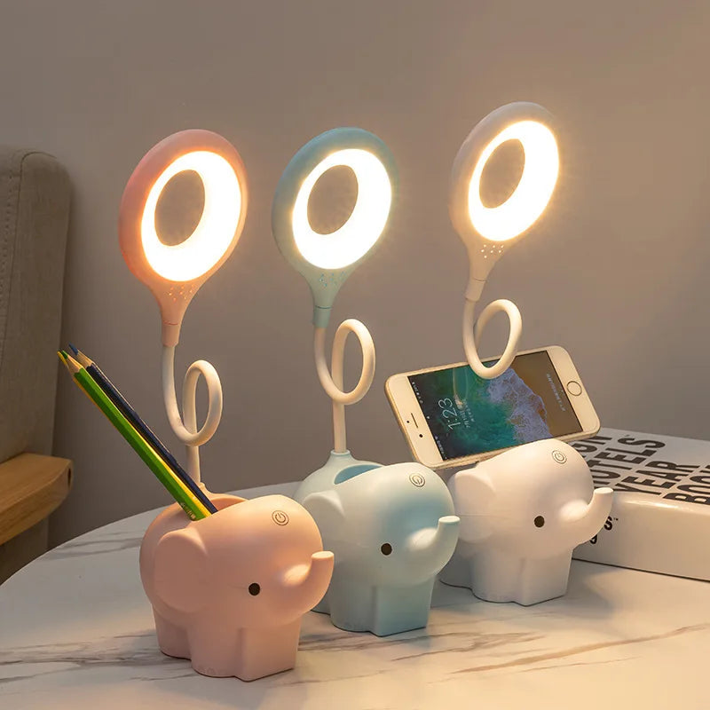 Optimize product title: Multifunctional Creative Elephant LED Table Lamp with Charging Capability and Adjustable Three-Color Temperature