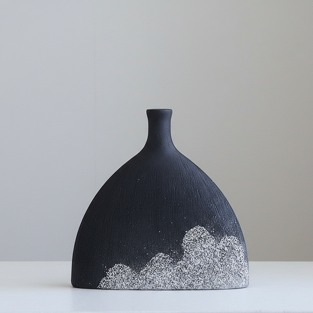 Clean black ceramic vase product photo