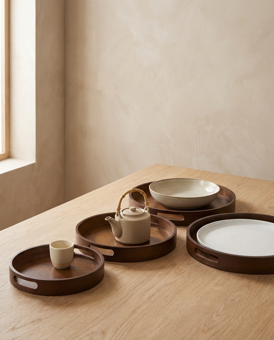 Natural Bamboo Serving Tray with Handles