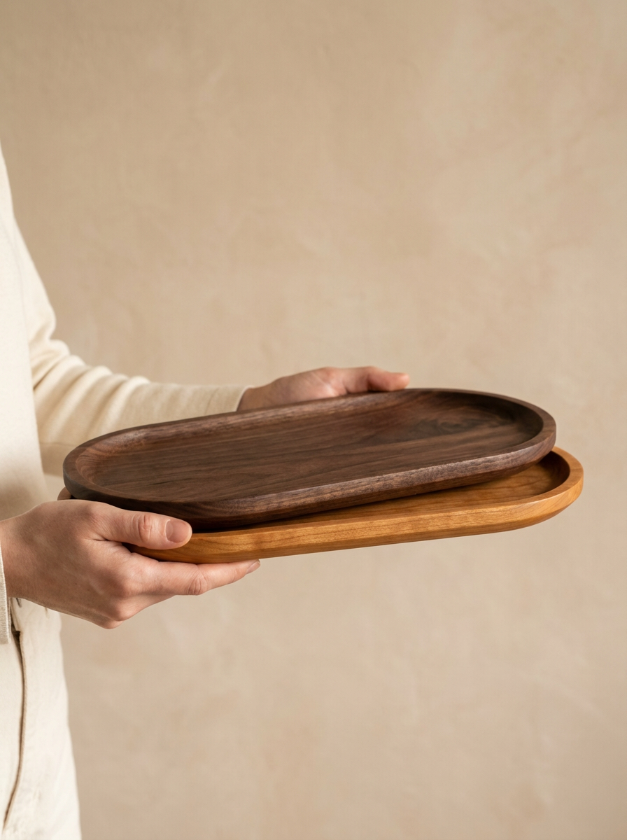 Solid Wood Oval Serving Tray
