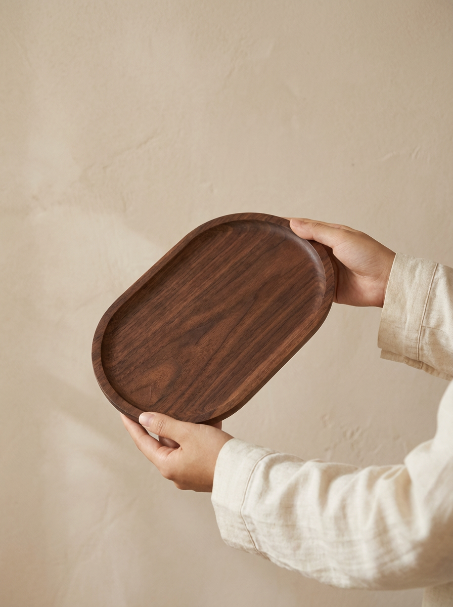 Solid Wood Oval Serving Tray