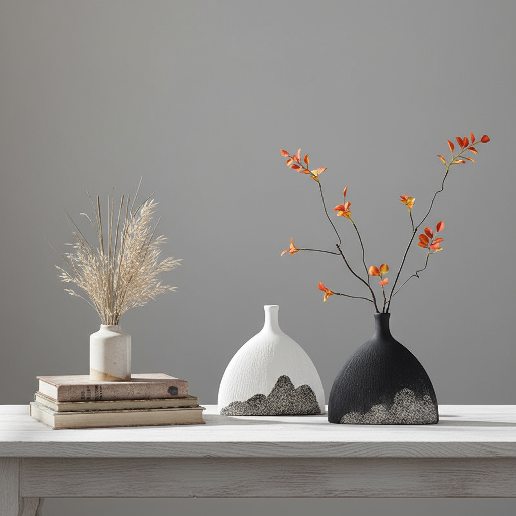 Minimalist home decor vignette