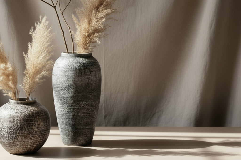 Vases far left with maximum text space