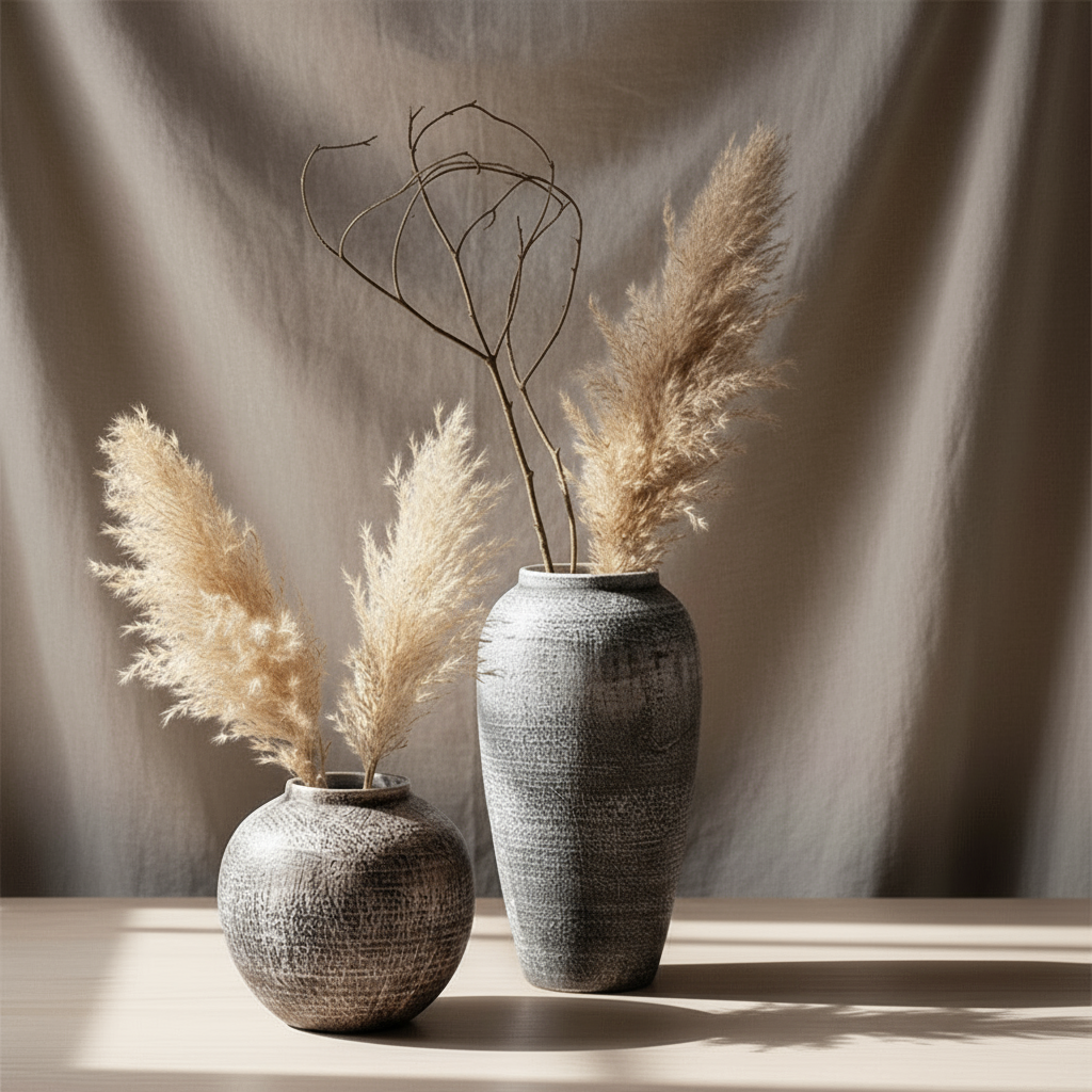 Vases positioned left with text space